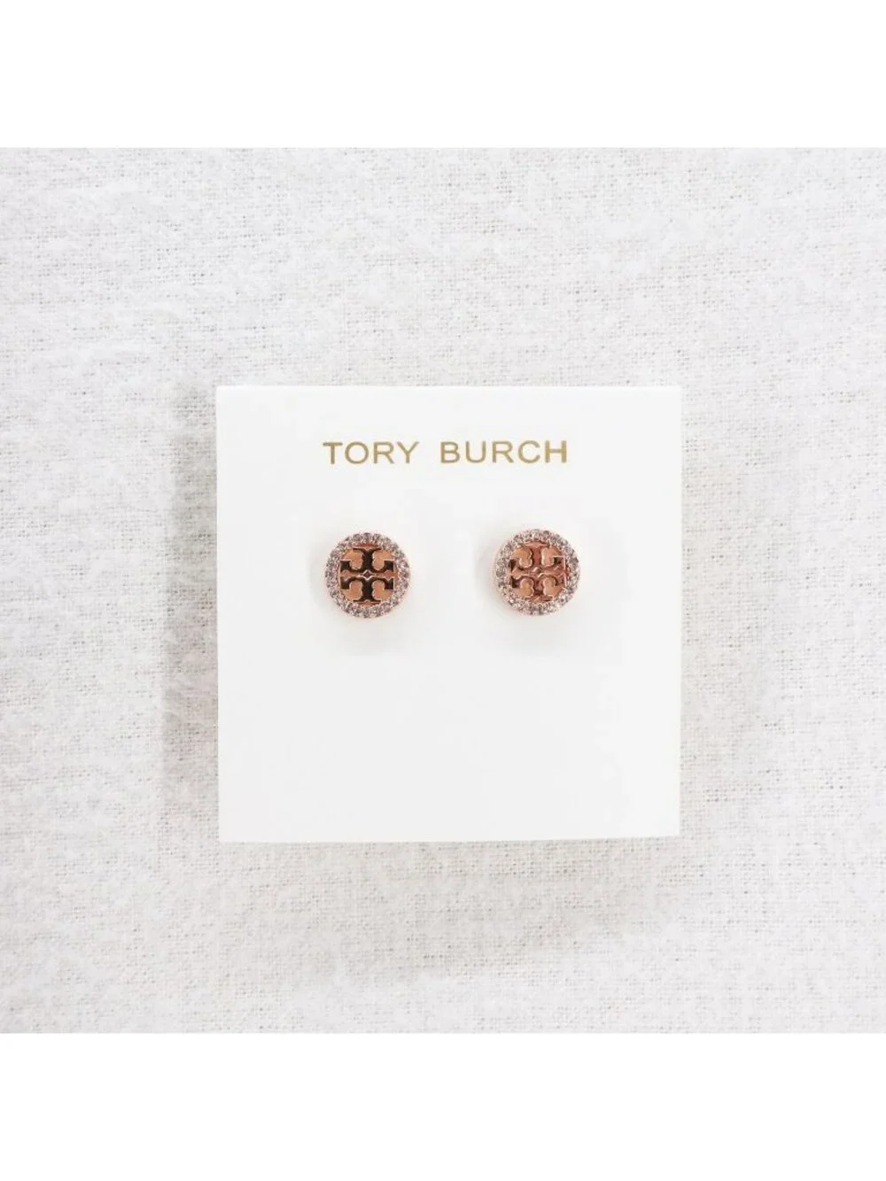 Tory Burch Miller Pavé Stud Earrings Rose Gold/Crystal OS